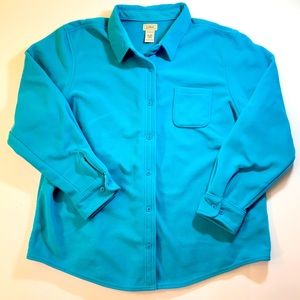 LL Bean Women’s Fleece Button Up Shirt Sz XL